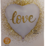 Балон фолио бяло сърце златен надпис love