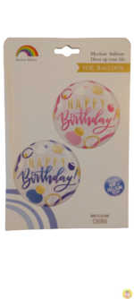Балон фолио кръгъл розов 18инча / Happy Birthday!