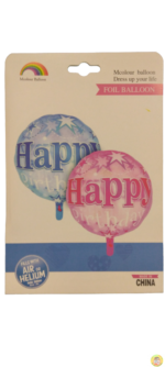 Балон фолио кръгъл синьо 18инча Happy